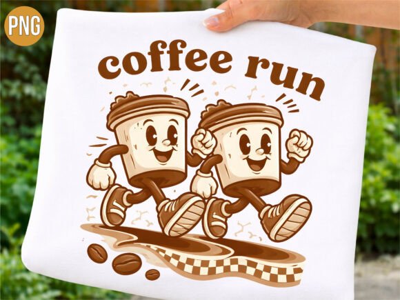 Download Retro Cartoon Coffee Run Mascot PNG - Run Collection