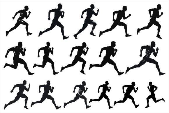 Download Running Sprint Man Black Silhouette Set - Run Collection