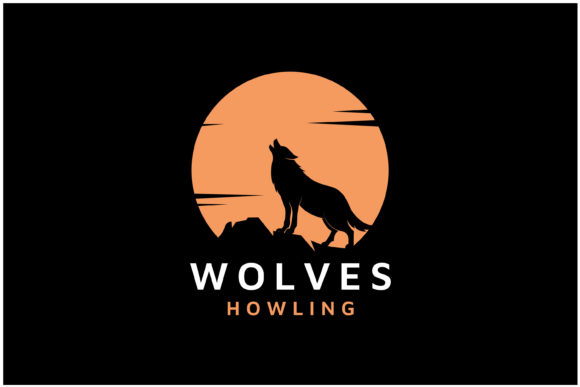 Download Beauty Howling Wolf and Golden Moon Logo - Golden Collection