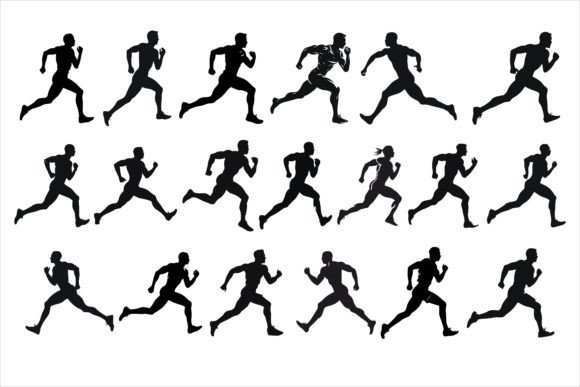 Download Running Sprint Man Black Silhouette Set - Run Collection