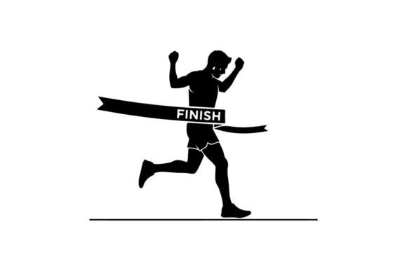 Download Runner Crossing Finish Line Victory Flat - Run Collection