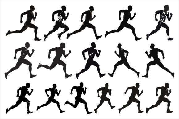 Download Running Sprint Man Black Silhouette Set - Run Collection