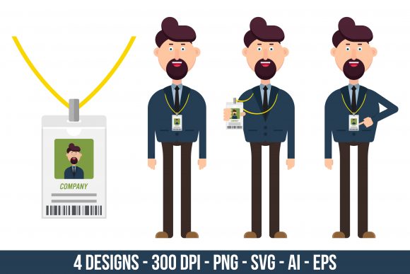 Download Company Worker with Badge Clipart Set - Badge Collection
